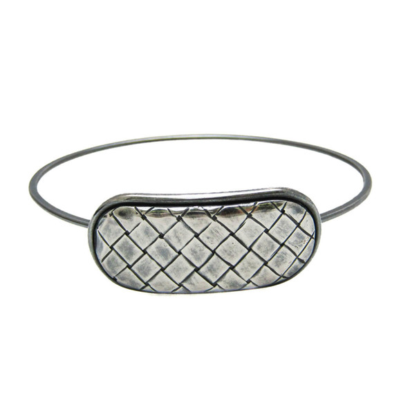 Bracciale rigido distintivo in argento placcato oro con designo flu